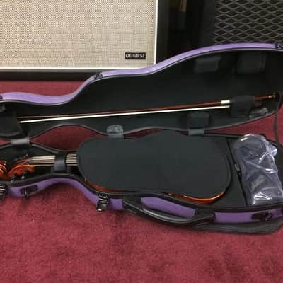 WCS Cello-Shaped VIOLIN upgraded Fiberglass Pro Case 4/4 Brushed Purple image 6