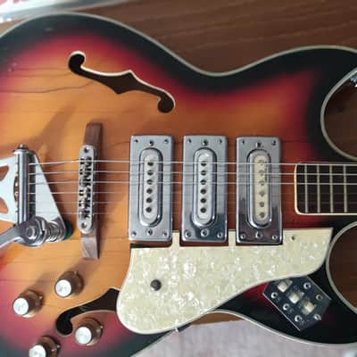 Ibanez Hollowbody 3 single coil pickups late 60's - sunburst brown image 7