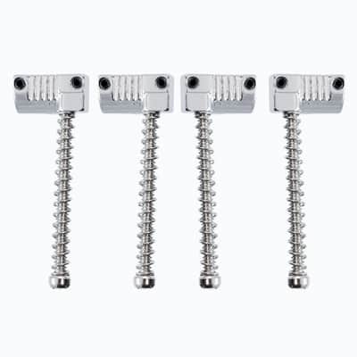NEW Grooved OMEGA Replacement Bass Bridge Saddles fits Leo Quan Badass II CHROME