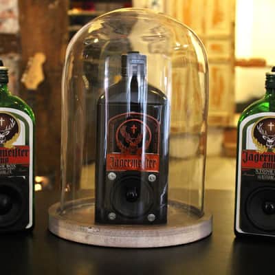 Xtonebox Jager-Amp portable guitar amplifier in a liquor bottle of Jagermeister. Cigar Box Amp image 5