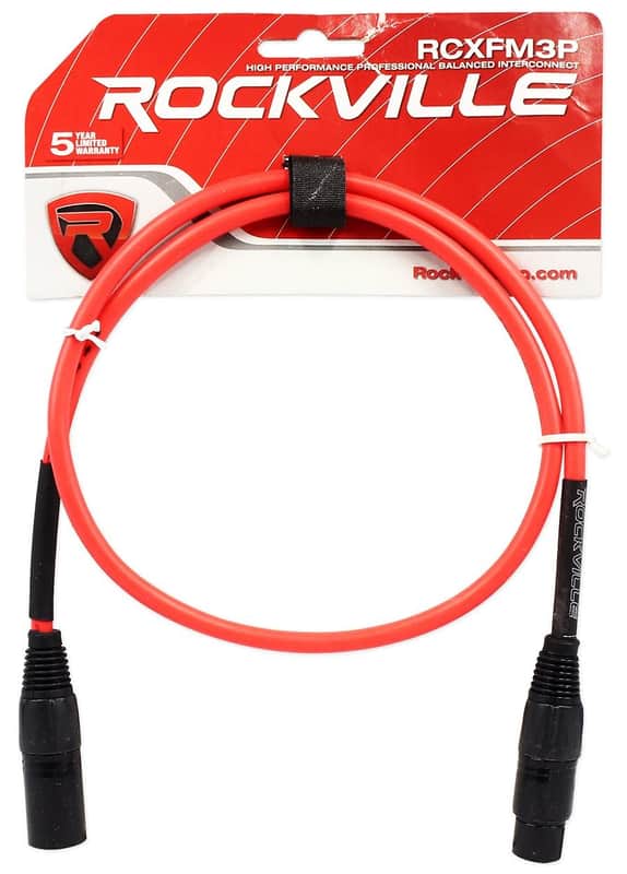 Rockville RCXFM3P-R Red 3' Female to Male REAN XLR Mic Cable 100% Copper image 1