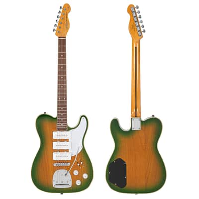 Vintage REVO Series Trio Electric Guitar ~ Green/Yellow Burst image 4