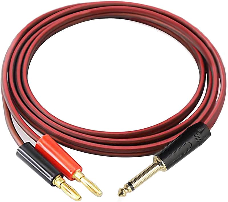 6.35mm to Banana Plug Speaker Cable, 1/4 TS Speaker Wire Cord to Dual Banana 4mm Plugs Audio Cable OFC HiFi Speaker Wire for DJ Application, Mixer -2m image 1