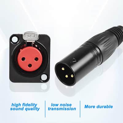 D-Type XLR Female Panel Mount to XLR Male Connector Pass Through Cable,3 Pin Mic XLR Feed/Pass Thru Converter Compatible with Microphone - 30cm/11.8inch 1 Pcs image 4