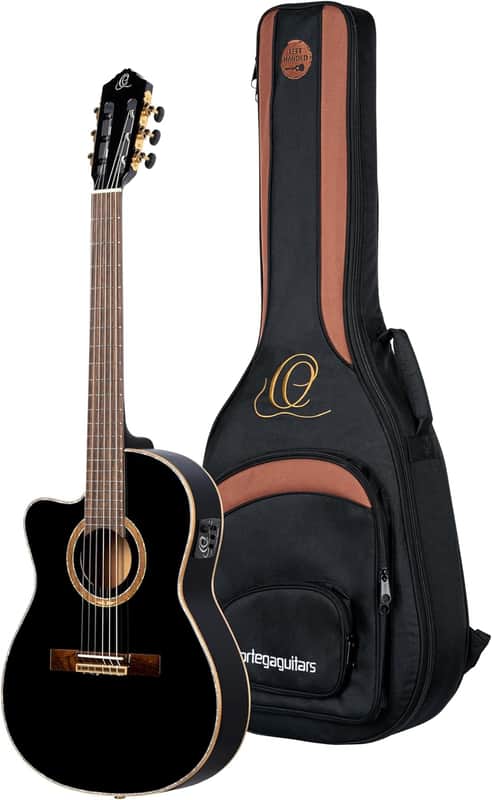 Ortega RCE138-T4BK-L Performer Series Solid Spruce Top Mahogany Neck Cutaway Nylon 6-String Classical Acoustic-Electric Guitar w/Gig Bag For Left Hand Player image 1