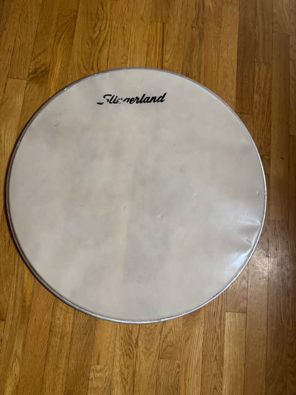 Slingerland Vintage 60s Era 28 Inch Bass Drum Logo Head Smooth White Ambassador Weight NOS image 1