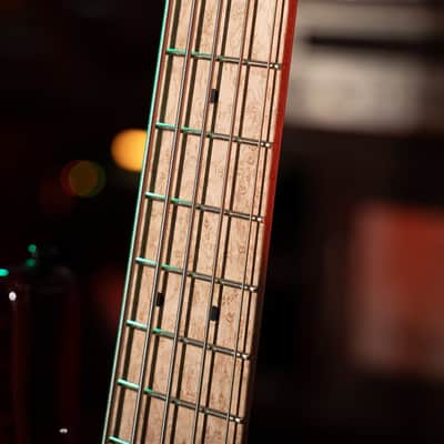 Cort GB-Fusion 5 Antique Brown Burst 5 String Jazz Bass 34" Spalted Maple Luminous Side Dots image 9
