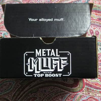 less than light average wear condition Electro Harmonix EMPTY BOX and original Owner's Manual ONLY for EXO Metal Muff with Top Boost pedal (NO pedal, NO warranty / registration paperwork) BOX: Cardboard / BOX Color: Black / GRAPHIC: Black & White, White image 10