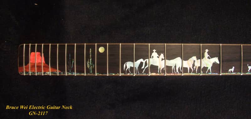 Handcrafted Electric Guitar Replacement TELE Neck, Solid Curly Maple, CowBoy Inlay, Bruce Wei GN-2117 image 1