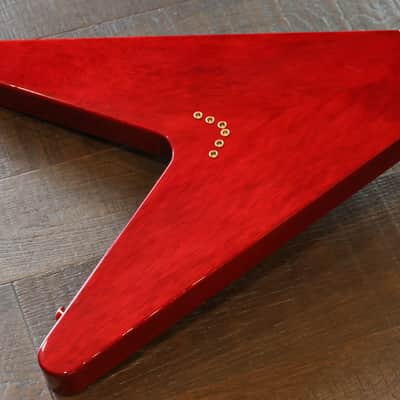 Sweet! 2005 Hamer Korina Vector Flying V Style Guitar Trans Cherry w/ Brazilian Board + COA OHSC image 12