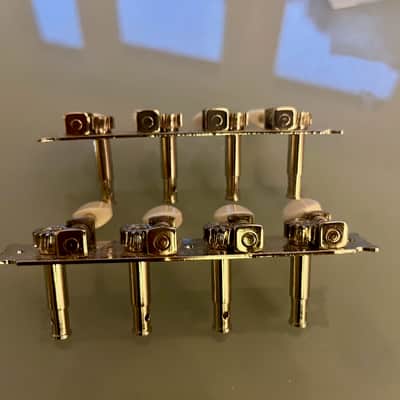 StewMac Golden Age Restoration Tuners for Oval Hole F-Style Mandolins 1904-1922 - Bright nickel, ivoroid knobs image 4