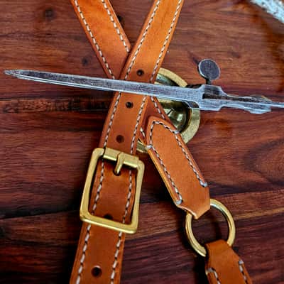 "Frodo" - Elegant hand stitched leather guitar strap with decorative ring image 3