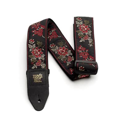 Ernie Ball Classic Jacquard Guitar/Bass Strap, Red Rose Design - 4142 image 2