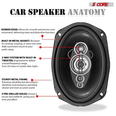 5Core 6x9 Car Speaker Pair 800W 4Ohm 2 Way Coaxial Speaker Audio w Super Tweeter Fit for Vehicle image 9
