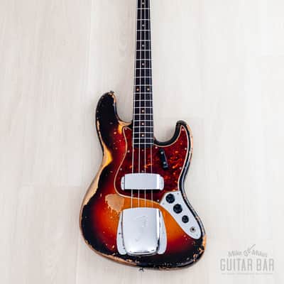 1962 Fender Jazz Bass Vintage Pre-CBS Slab Board, Sunburst w/ Case image 2