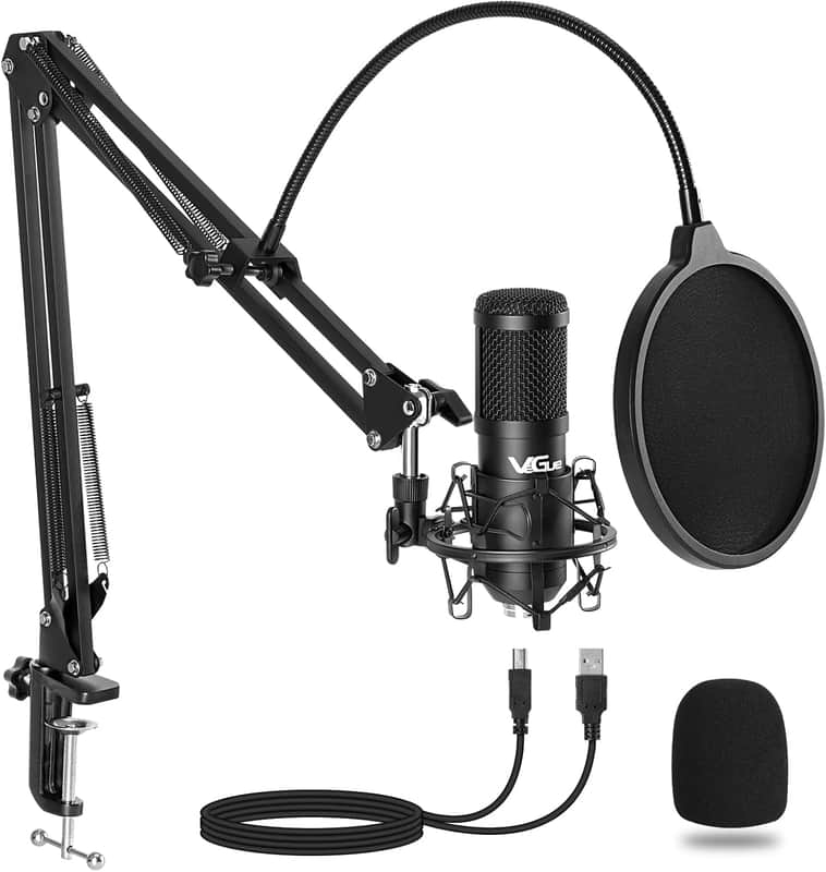 USB Microphone Kit, 192kHz/24Bit Streaming Podcast PC Condenser Computer Mic Set for Gaming, YouTube Video, Recording Music, Voice Over, Studio Mic with Adjustable Arm Stand image 1