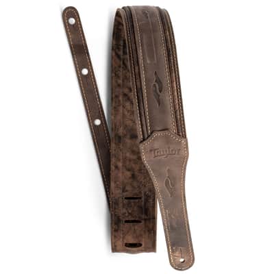 Taylor Guitars Element Distressed Leather 2.5" Guitar Strap in Dark Brown image 1