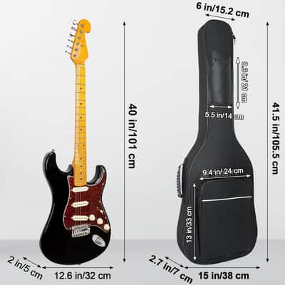39 40 41 Inch Electric Guitar Bag, Electric Guitar Gig Bag 0.35 Inch Waterproof Thick Padding Backpack Soft Electric Guitar Case Dual Adjustable Shoulder Strap Pocket & Back Hanger Loop image 2