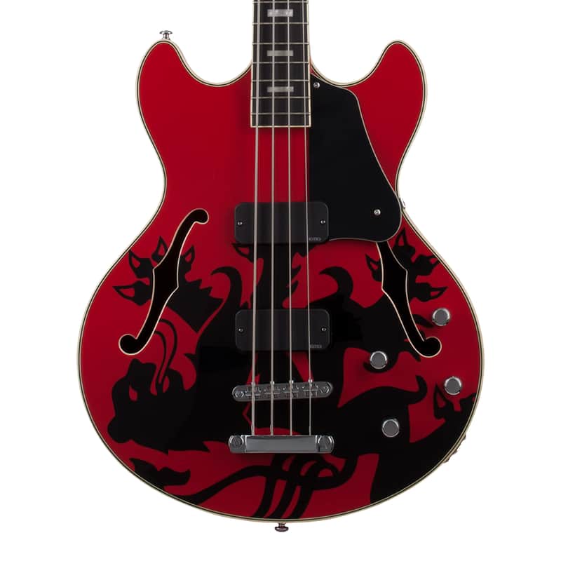 Schecter Simon Gallup Signature Corsair Bass - Red w/Black Lion Graphic image 1