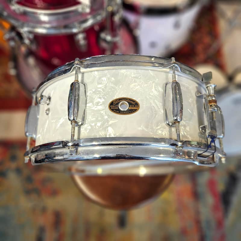 Slingerland Hollywood Ace 14x5.5" 3-ply Snare Drum - White Marine Pearl 1960s image 1