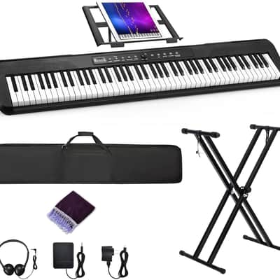 88 Key Digital Piano, Semi Weighted Electronic Keyboard Piano with Music Stand, Power Supply, Sustain Pedal, Stand, Bluetooth, Carrying Case, Headphones, USB-MIDI, Piano Lessons for Beginners image 1