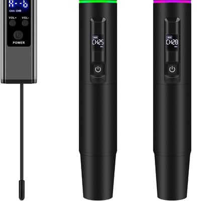 Dual Wireless Handheld Microphone System with RGB Lights, 2.4G Stable Transmission, 99 Channels, Heart-Shaped Pickup for Karaoke, Stage Performance, Vocal Concert image 1