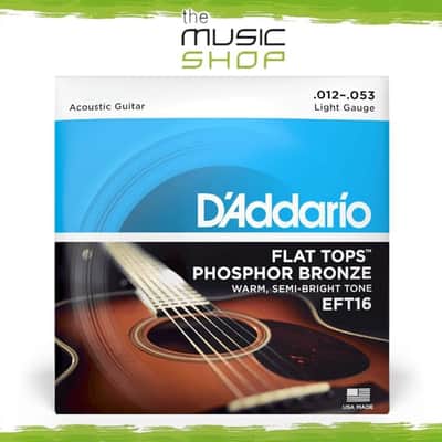 D'Addario EFT16 12-53 Regular Light Flat Tops Phos Bronze Acoustic Guitar String image 1