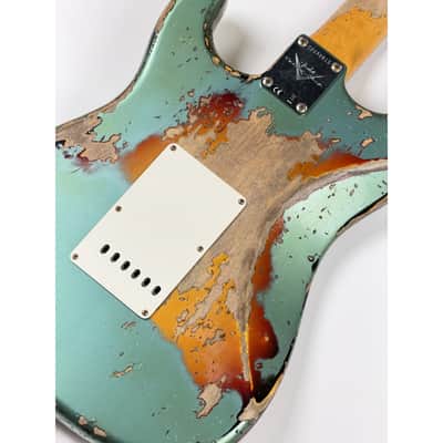 Fender CUSTOM SHOP STRATOCASTER 1965  - SUPER HEAVY RELIC SF Aged Sherwood Green Metallic over 3 Ton Sunburst image 14