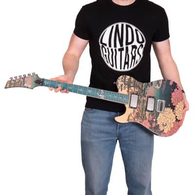 Lindo Left Handed Koya Electric Guitar | Composite Neck | Luminlays | Five Elements Kanji Fretboard Inlays in Maple and Abalone Sea Shell | Japanese Wilderness Art | Designed in Bristol, UK image 5