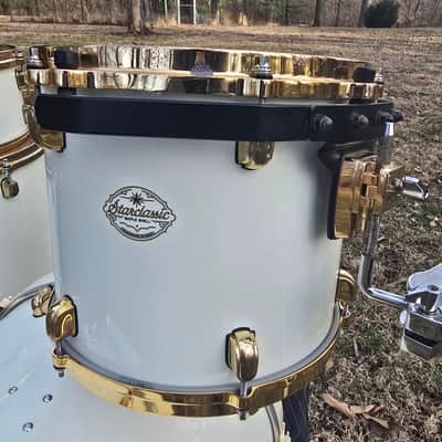 Tama Starclassic Maple MIJ 13,16,22 with matching snare 1990s - Piano White Lacquer /Gold hdwr. image 5