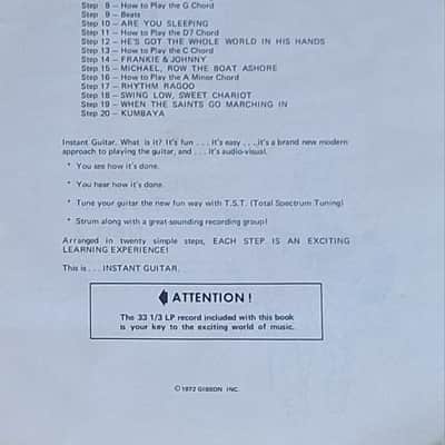 1972 Instant Guitar by Gibson With Original 7" LP Record image 3