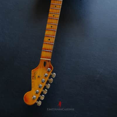 Squier Stratocaster Vintage White HSS Made in USA Aged Relic by East Gloves Customs (RARE) image 21