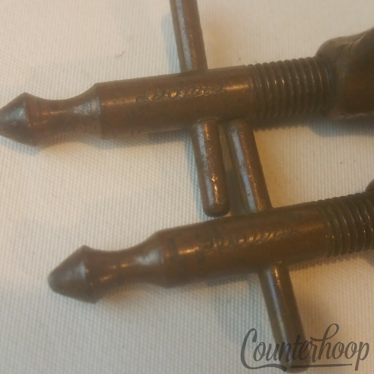 Ludwig Bass Drum Clamp-On Spurs Mounts Adjustable Spikes/Legs Nickel Vintage 20s — main photograph