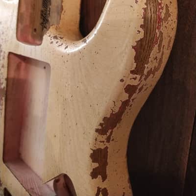 #202603 :: Baldman's Stratocaster (open) body in Aged Olympic White over Metallic Wine Red : Vintage image 7