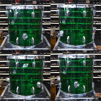 Vintage Ludwig Green Vistalite 13", 16", 24" Drum Kit image 8