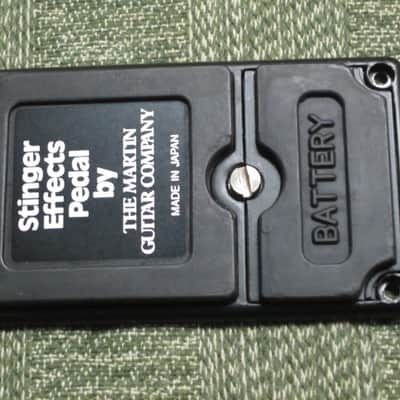 used Stinger Effects Pedal BOTTOM PLATE and BATTERY COVER & Screw (NO pedal included / NO other items included) late 1980s - Metal Plate with Black Finish, Black Rubber Padding, Black with Silver Graphic Bottom Label (made by the Martin Guitar Co) image 6