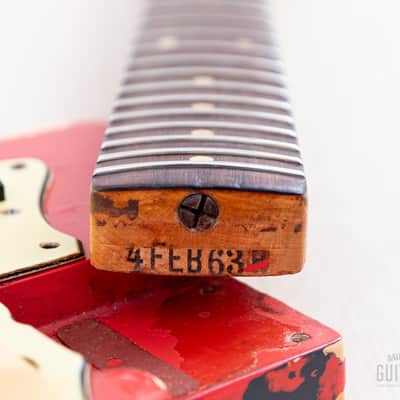 1963 Fender Jazzmaster Pre-CBS Vintage Guitar Fiesta Red w/ Blonde Case image 17