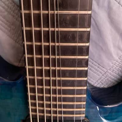 Agile Septor Pro 827 - trans blue neck through ebony fret image 11