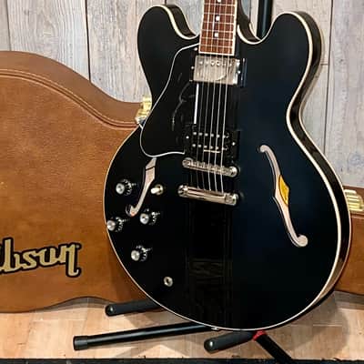 Sweet Lefty! 2021 Gibson ES-335 Dot Semi-Hollow Electric Guitar Custom Black Ebony w/ Racing Stripes + OHSC image 15