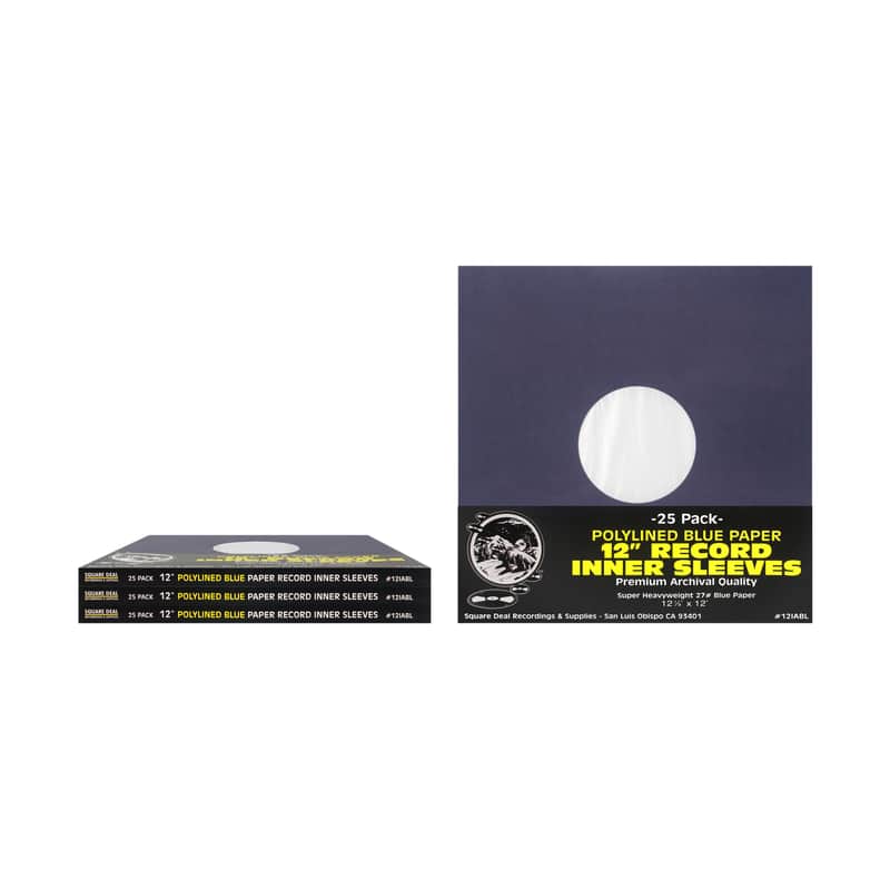 (100) 12" Blue Paper Plastic Record Heavyweight Polylined Inner Sleeves 12IABL image 1