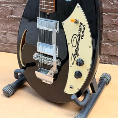Vintage Teisco May Queen Electric Guitar - Black w/ F-Hole - Rare image 5