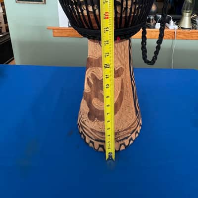 Vintage African Hand Carved Wood Djembe Hand Drum 22” image 19