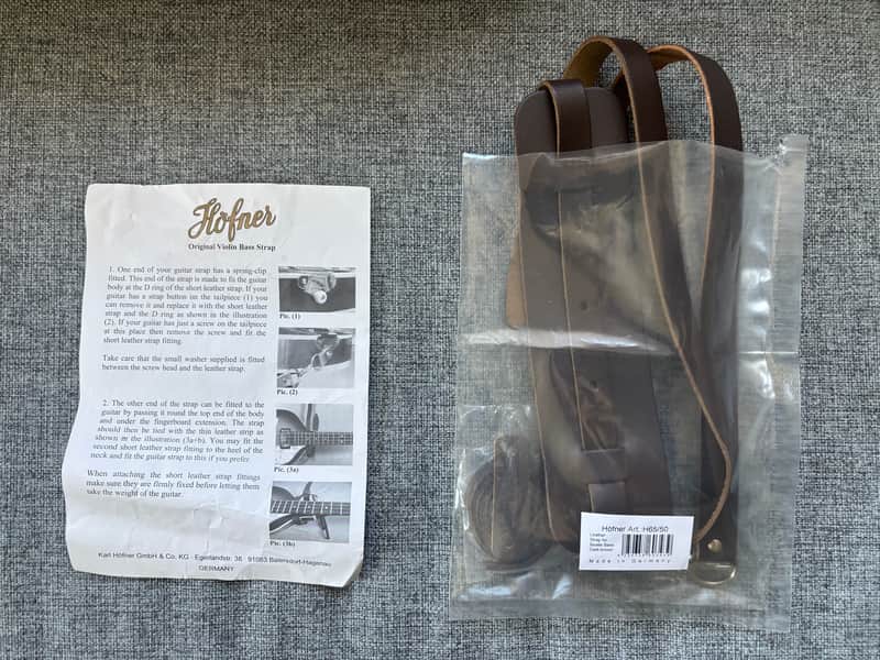 Hofner Original Leather Violin Bass Strap 2020 - Brown leather image 1