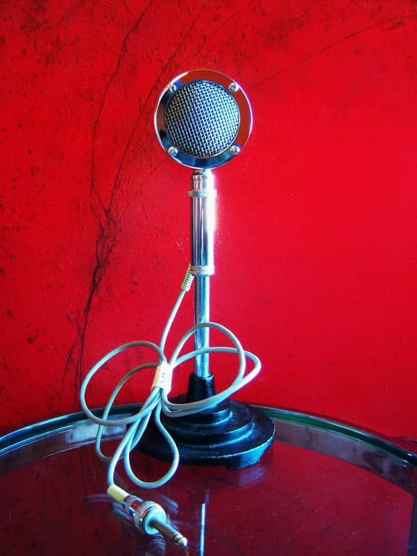 Vintage 1960's Astatic D-104 crystal "Lollipop" microphone Chrome w F-11 adapter Hi Z harp # 9 image 1
