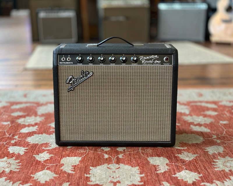 1966 Black Panel Fender Princeton Reverb-Amp - 110 Volts image 1