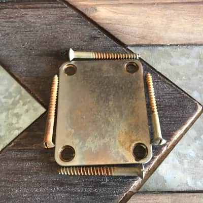 Real Life Relics Fender® Replacement Aged Nickel Neck Plate with Slot Head Screws  [K4]