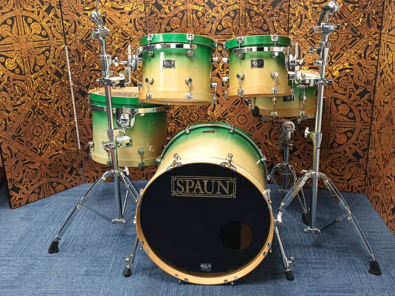 Spaun USA Custom Maple Shell Pack in Green Fade – 20″,10″,12″,15″ & 13″SN image 1
