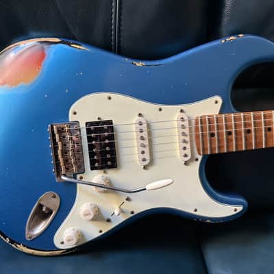 Xotic California Classic XSC-2 SSH, 2021-USA, Super Heavy Aging-Lake Placid Blue w/Roasted Flame Maple Neck image 5