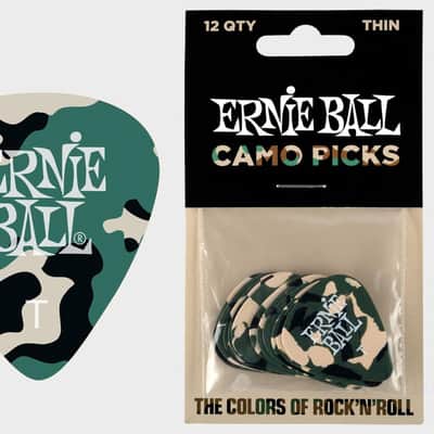 Camouflage Cellulose Picks Thin 12-Pack celluloid thn-gauge .46mm world-standard pick specs in camo image 1