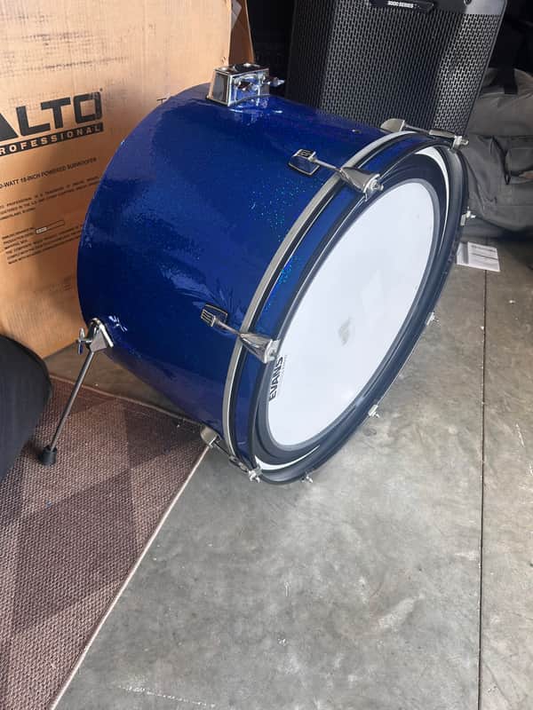 Ludwig Blue Sparkle 22”x14” Bass Drum Open 2000s image 1